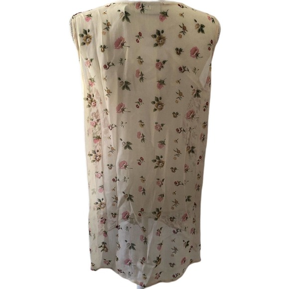 Amanda Smith Sleeveless Floral Beaded Neck Duster Kimono Cover Up Size Medium - Picture 3 of 12